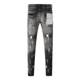 Purple Brand Jeans Ripped Paint Printed Jeans