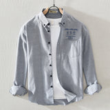 White Work Shirts Men's Casual Long-Sleeved Printed Shirt