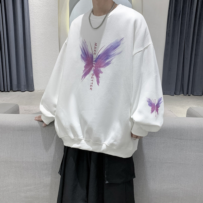 Men Sweatshirts round Neck Sweater Men's Spring and Autumn Loose Long Sleeve Jacket