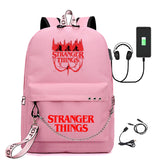 Stranger Things Hellfire Club Backpack Stranger Things Printed USB Backpack Student School Bag