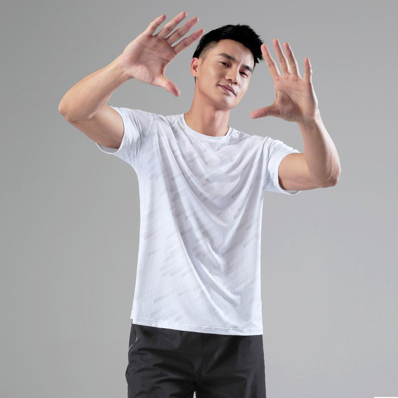 Sweat Wicking Shirt Sports T-shirt Men's Summer Short Sleeve Men Clothing Fitness Running Quick Drying Clothes