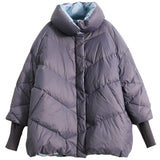 Women Winter Coats Puffer Jacket down Coat Vintage Stand-up Collar down Jacket Female Loose Stitching Drawstring