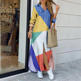 Nina Parker Graffiti Dress Fashion Long Sleeve Lining Dress