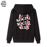 Anti Social Club Hoodie Men's Pansy Print Autumn Winter Sweater