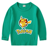 Children Pokemon Pikachu Hoodie Cotton T-shirt Crew Neck