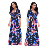 Nina Parker plus Size Dresses Fashion Large Swing Dress Flower Dress Belt