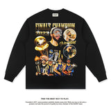 Stephen Curry Shirt Curry Crown Series Printed Long-Sleeved T-shirt Loose Heavy round Neck