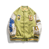 Baby Blue Varsity Jacket Spring Baseball Uniform Stitching Loose Lapel Jacket for Men