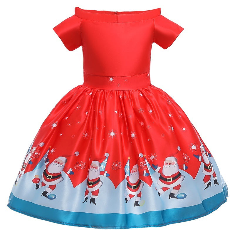 Toddler Girls Sequin Gown Dress Children's Dress Christmas Clothing Print Princess Dress