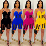 See through Pants Suit Women's Fashion Sexy Suspender Jumpsuit Shorts