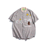 Baggy Baseball Jersey Summer Grid Letter Printing Men Loose Baseball Uniform