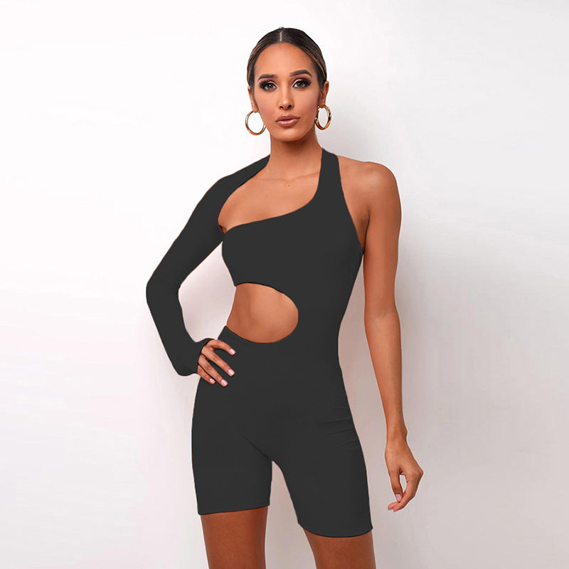 Autumn Summer Long-Sleeve Sexy Cutout Sports Jumpsuit