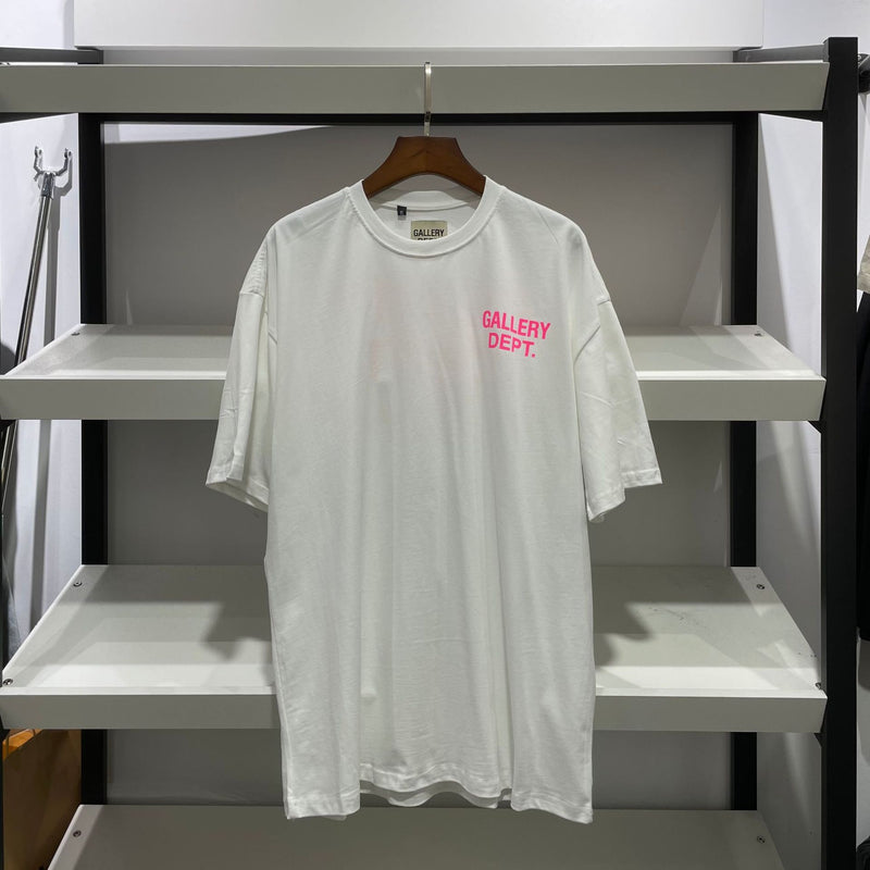Gallery Dept Pink Letters Printed Men's and Women's Loose Short-Sleeved T-shirt