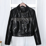 Women PU Leather Jacket Biker Motorcycle Coat Leather Jacket for Spring and Autumn Small Slimming Coat