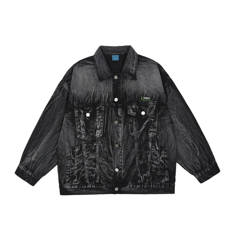 Men Denim Coat Jean Jackets Washed Do the Old Cowboy Coat Men Loose Lapels Jacket Denim Coat