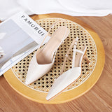 Nude Block Heels Closed Toe Sandals Women's Color Block High Heels Spring