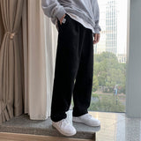 Mens Corduroy Pants Spring Straight Pants Men's Casual Loose Cropped Pants