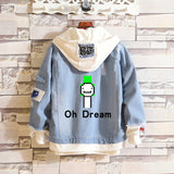 Comic Denim Jacket Dream Hooded Hoodie Long Sleeve Denim Jacket