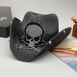 Cowgirl Hats Skull Cowboy Hat Sun-Proof Straw Hat Rivet Men's and Women's Holiday Hat