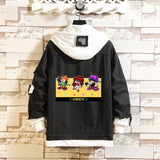 Comic Denim Jacket Man and Woman Cartoon Patterned Denim Jacket