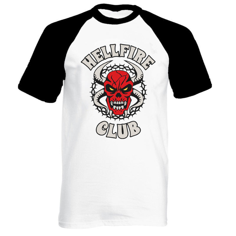 Hellfire Club Shirt Printed Top Stitching Men's and Women's Short Sleeve