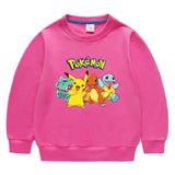 Children Pokemon Pikachu Hoodie Spring and Autumn Solid Color Cotton Sweater