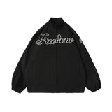 Orange Varsity Jacket Spring and Autumn Flocking Letter Embroidered Trench Coat Men's Loose Lapel Jacket