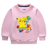 Children Pokemon Pikachu Hoodie Autumn Winter Solid Color with Fur Thick Warm Winter Clothing Top