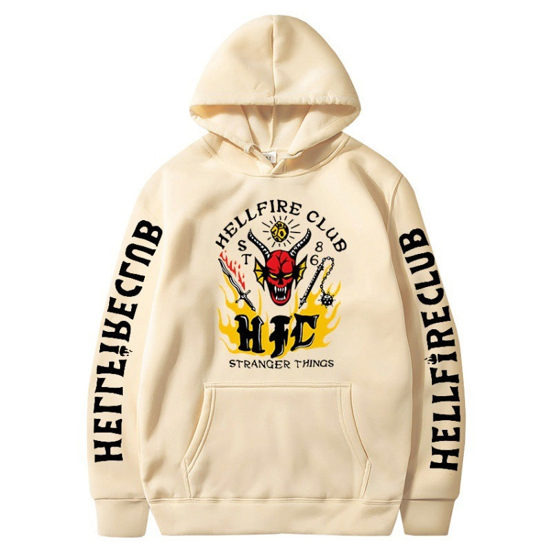 Stranger Things Hellfire Club Hoodie Print Pattern Hoodie Fleece-Lined