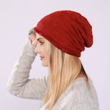 Women Winter Hats Men and Women Sleeve Cap Autumn and Winter Knitting Checkered Month Warm Wool Hat