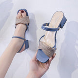 Women Open Toe Sandals Flats Summer Chunky Heel Color Matching High Heel Fashion Sandals