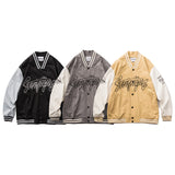 Black Varsity Jacket Autumn Loose Teen Casual Contrast Color Fresh Men's Jacket