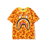 WGM Shirt Cartoon Camouflage Shark Print round Neck Short Sleeve T-shirt