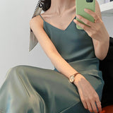 Satin Dress Satin French Strap Dress Women's Summer Long Inner Skirt