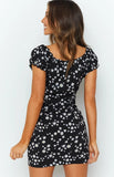 Milkmaid Dress Summer Little Daisy Flower Printed Round Neck Puff Sleeve One-Step Dresses