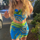 Women Rave Outfits Tops Sexy Suit Backless Miniskirt