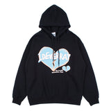 Mens Fall Outfits Letter Heart Printing Design Sense Couple Wear Long Sleeve Hooded Sweater for Men and Women