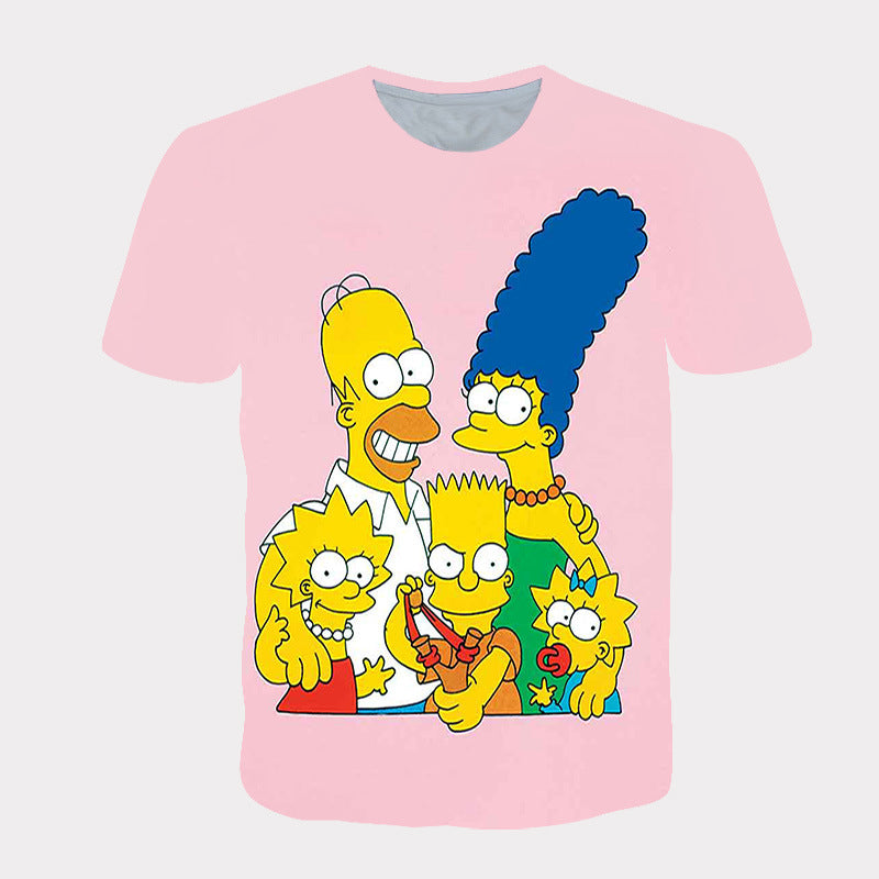 Homer Simpson Shirt Summer T-shirt Printed Loose Sports Short Sleeve