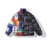 Mens Fall Outfits Cotton-Padded Coat Winter Leopard Print Color Matching Couple Bread Coat Cotton-Padded Casual Coat