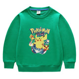 Children Pokemon Pikachu Hoodie Cotton Top Children's round Neck Bottoming Shirt