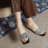 Flat Dress Sandals Flat Square Toe Large Size Hollow Candy-Colored Sandals