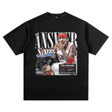 Allen Iverson Shirt Allen Iverson Printed Short-Sleeved T-shirt Vintage Sports Heavy