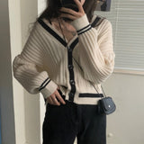 Preppy Aesthetic Sweater Knitted Coat Women's Spring Autumn Vintage Sweater