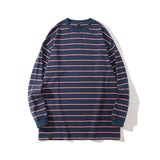 Mens Fall Outfits Retro Simple Contrast Color Striped Long Sleeve T-shirt Men and Women Loose Couple Thin Hoodies
