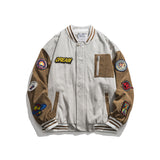 Corduroy Varsity Jacket Vintage Embroidery Corduroy Baseball Uniform Coat Men's Loose Street Flight Jacket
