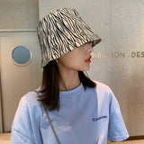 Leopard Fur Hat Stripe Bucket Hat