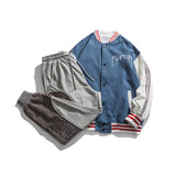 Baby Blue Varsity Jacket Autumn Leisure Coat Stitching Baseball Uniform for Men