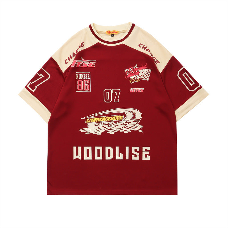 Baggy Baseball Jersey Retro Hip Hop Short Sleeve T-shirt Men Sports T-shirt