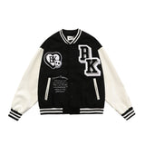Green Varsity Jacket Blackair Autumn and Winter Campus Jacket Color Matching Sleeve Towel Embroidery Armband Unisex Baseball Uniform