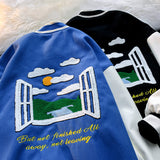 Baby Blue Varsity Jacket Baggy Coat Men's and Women's Jacket Spring Baseball Uniform